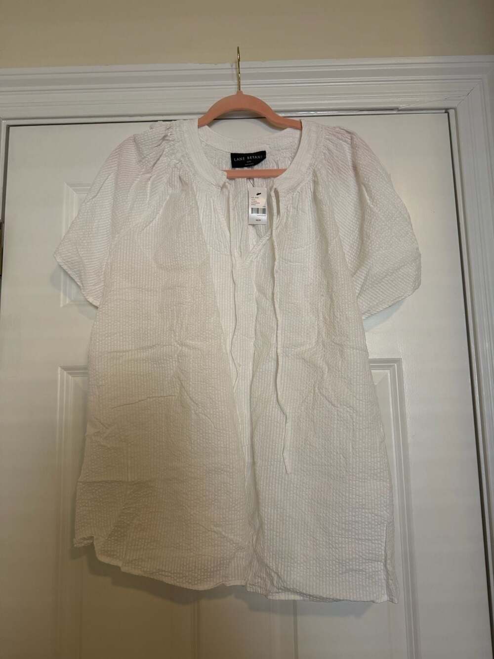 Lane Bryant White Textured Short Sleeve Blouse Size 18/20
